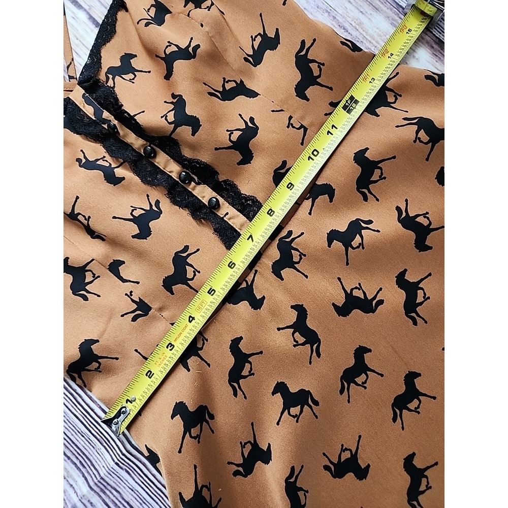 Forever 21 Boutique Dress M Horses Equestrian Rodeo Western Line‎ Dancing Copper - Picture 9 of 14